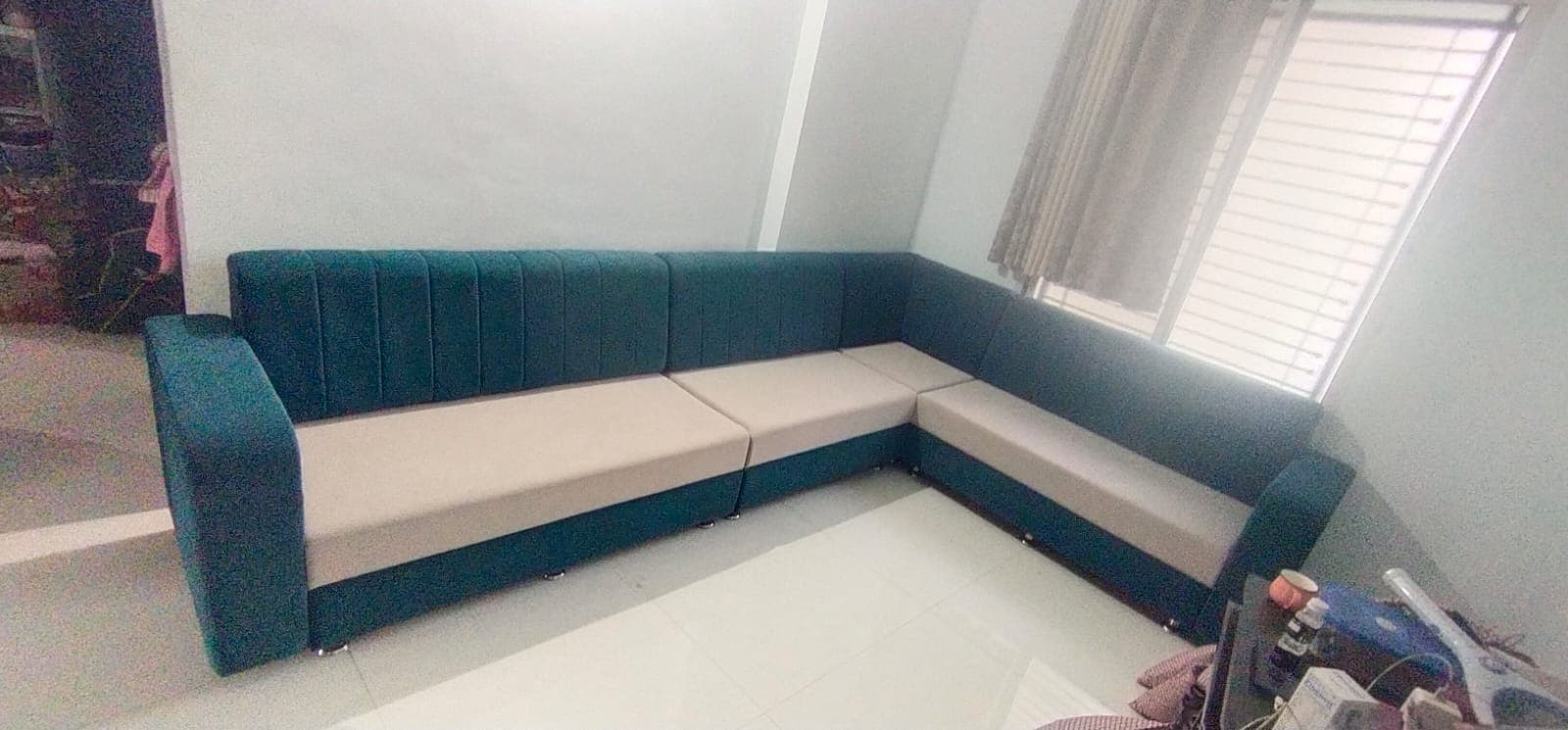 TealNest DualTone L-Shape Sofa